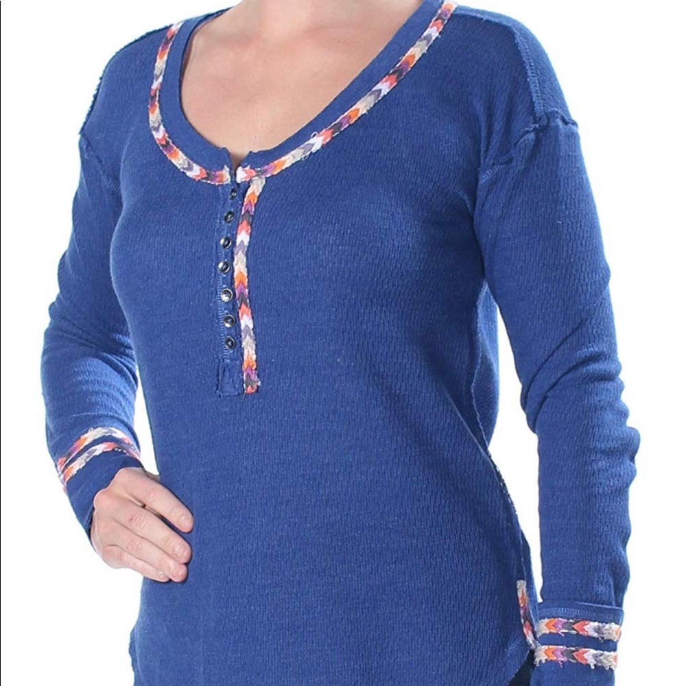 NWOT Free People Embroidered Henley